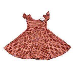 Dot Dot Smile Girls Size 2T Pink Orange Geometric Empire Flutter Twirl Dress NWT